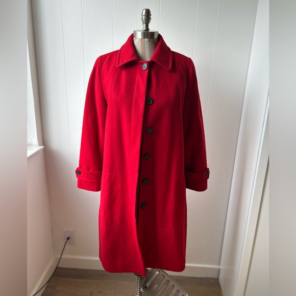 J Crew Women's Red Wool Winter Coat Size Tall Small with Thinsulate Insulation